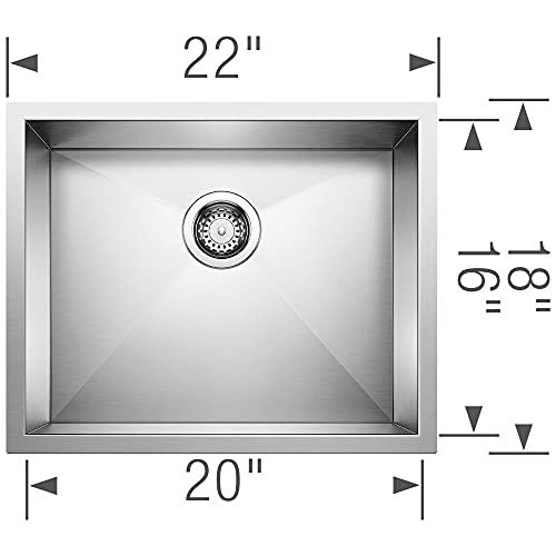 BLANCO BLANCO 516210 Precision R0 Small Horizontal Kitchen Sink, 15.00 x 24.00 x 28.00 inches, Stainless Steel