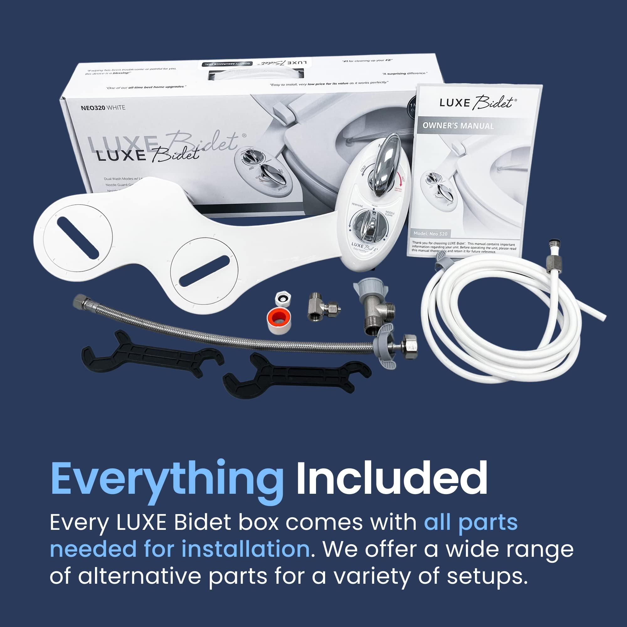 LUXE Bidet LUXE Bidet NEO 320 - Hot and Cold Water, Self-Cleaning, Dual Nozzle, Non-Electric Bidet Attachment for Toilet Seat, Adjustable Water Pressure, Rear and Feminine Wash, Lever Control (White)