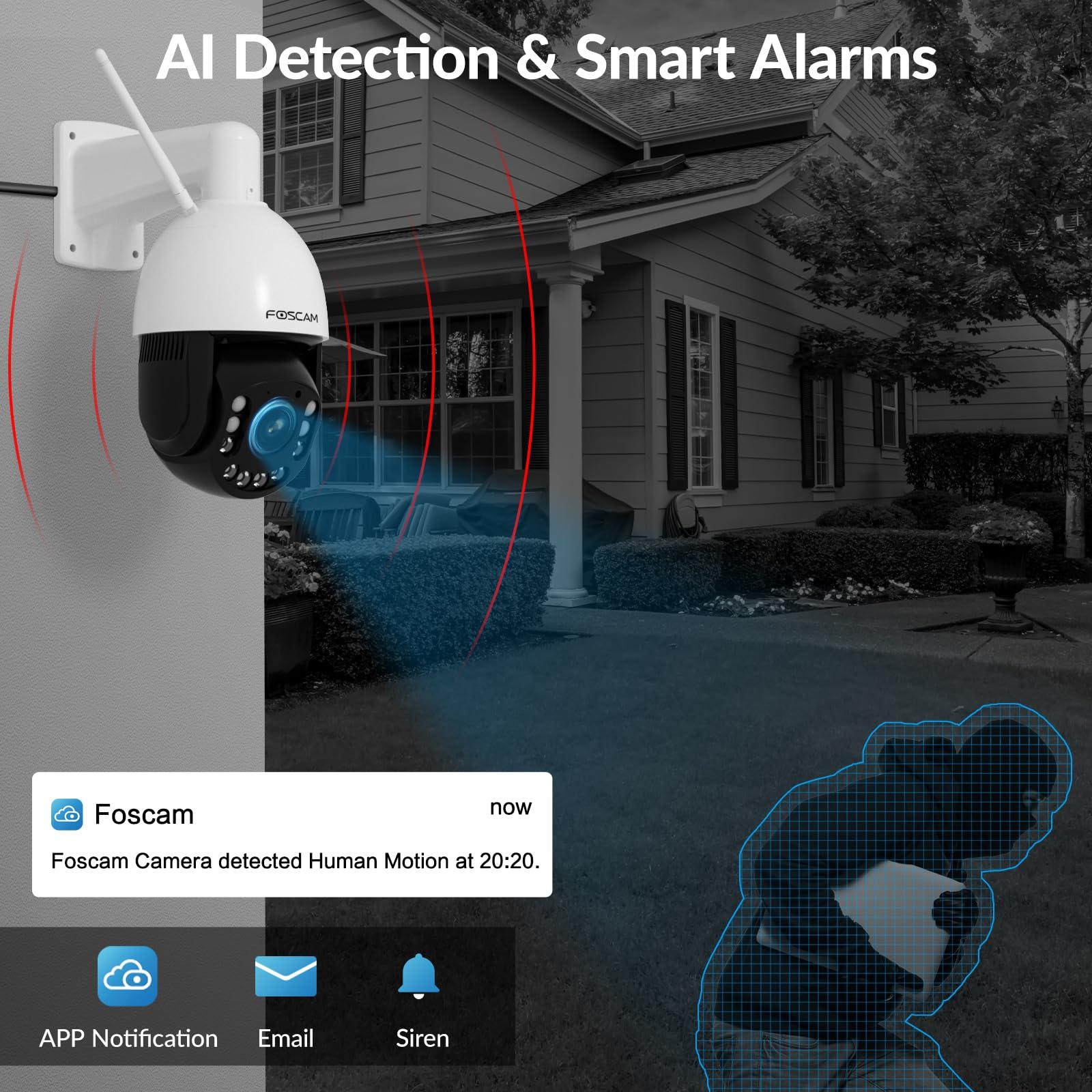 FOSCAM FOSCAM 4MP WiFi PTZ Outdoor Camera, 18X Optical Zoom with Auto Tracking, 2.4/5GHz WiFi Camera for Home Security, Person/Vehicle/Animal Detection, 656ft Night Vision, 350Pan 90Tilt, Two-Way Audio