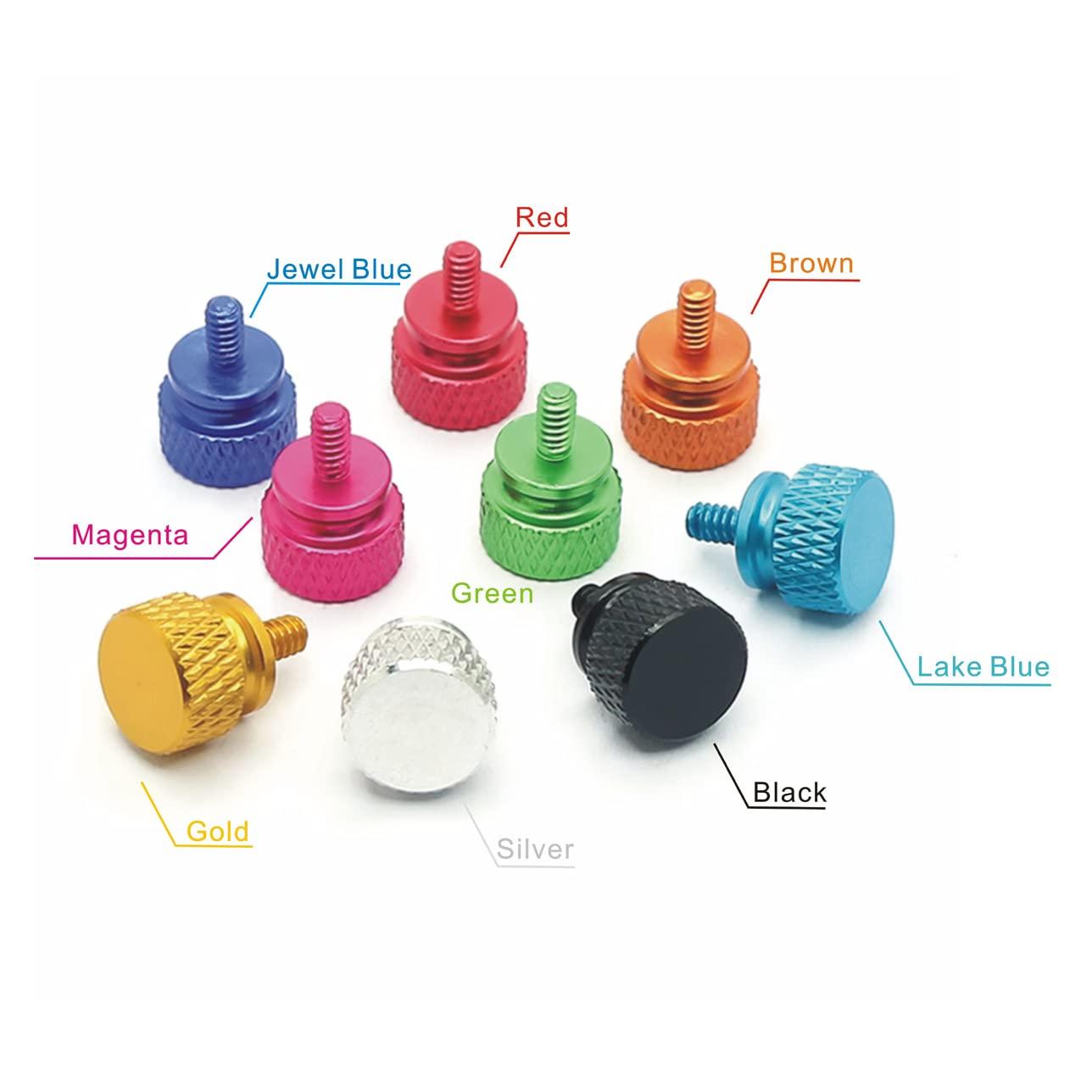 YINRUISCREW Computer Case Knurled Thumb Screws #6-32 Thumb Screws for Computer Cover PCI Slots Hard DIY,Anodized Aluminum, 10 pieces, Mulit-color (Red)