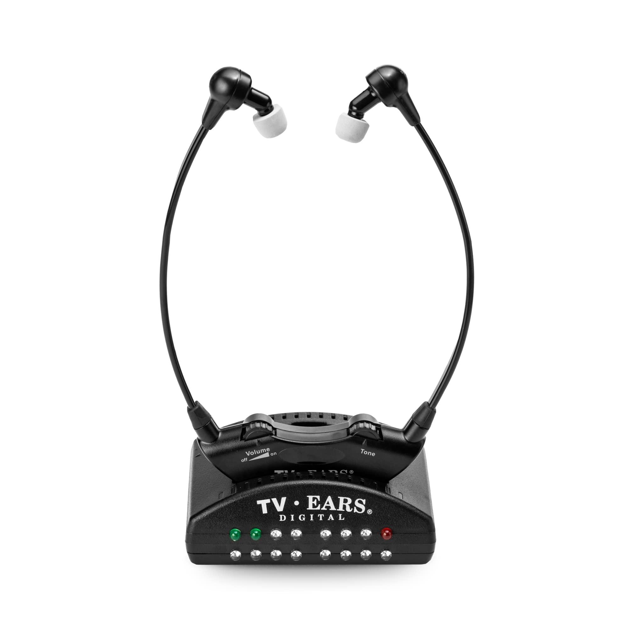 TV  EARS TVEARS Wireless Headset System Bundle - Analog & Digital Compatible, Ideal for Seniors & Hearing Difficulties, Includes RF Transmitter, 4 Replacement Ear Tips, Easy to Use, Compatible with most TVs