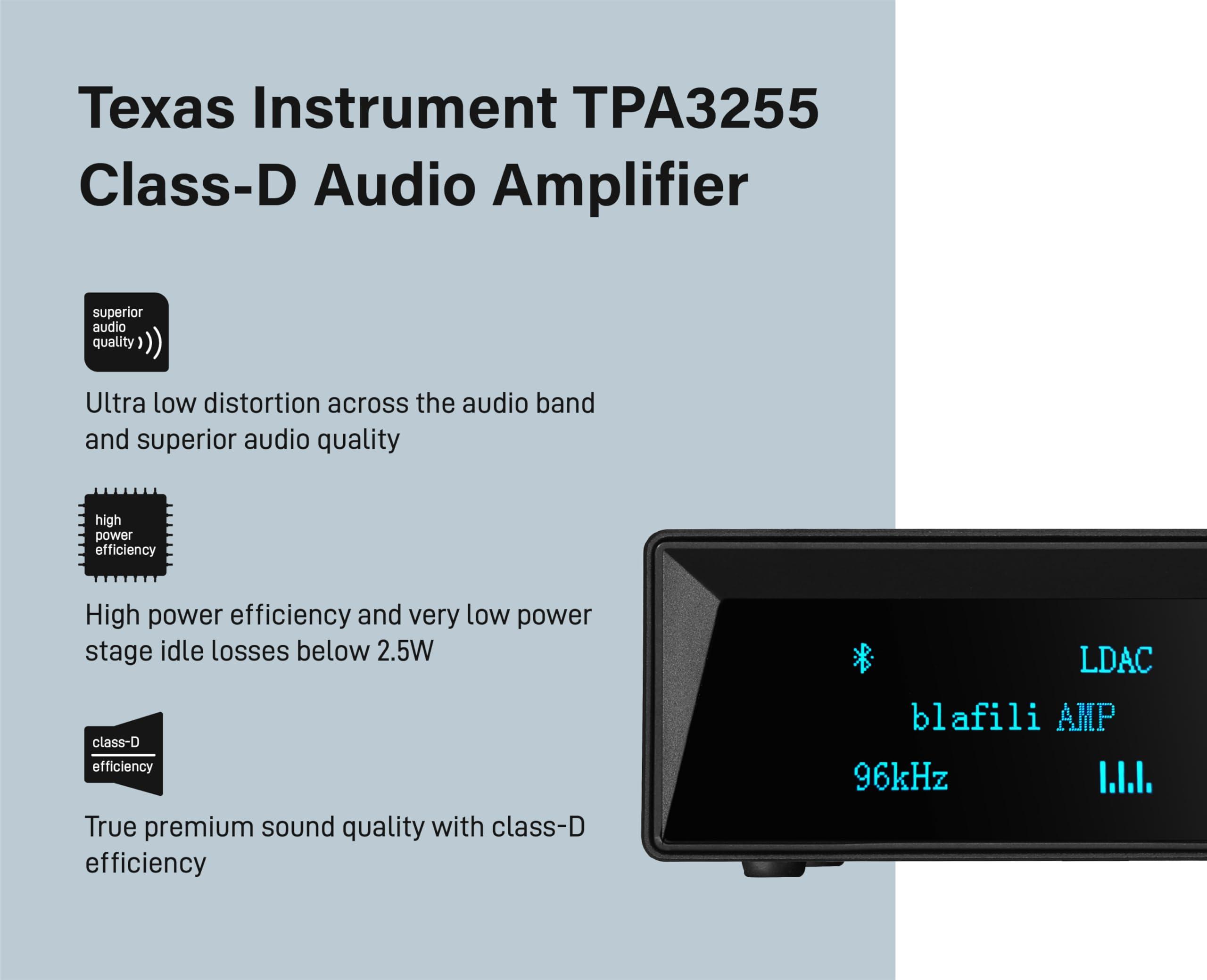 blafili blafili AMP Bluetooth 5.4 Audio Amplifier, LDAC aptX HD aptX Adaptive aptX Lossless, TPA3255 Class D, 100 Watts for Passive Speakers US Power Adapter ONLY