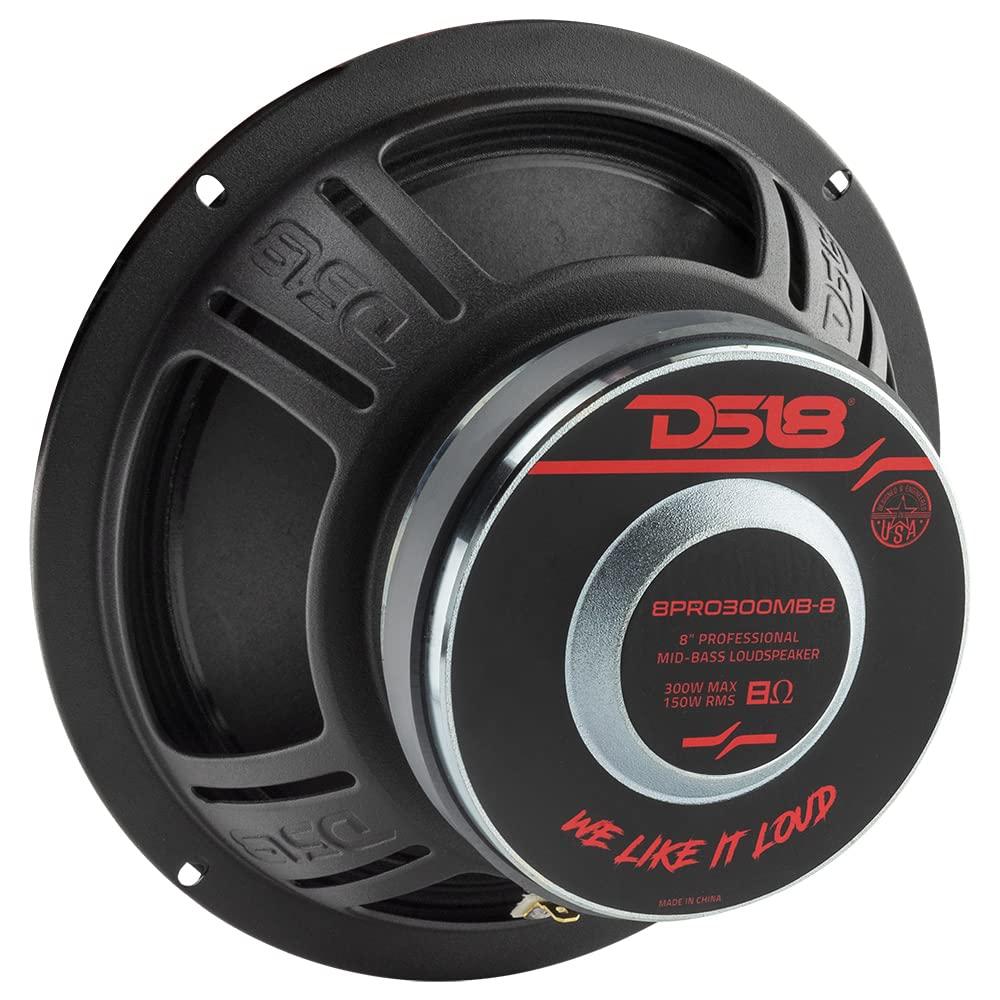 DS18 DS18 8PRO300MB-8 PRO 8\" Mid-Bass Loudspeaker 300 Watts Max Power 150 Watts RMS 8-Ohm - Powerful Midbass Speaker for Pro Car Audio Sound System - 1 Speaker