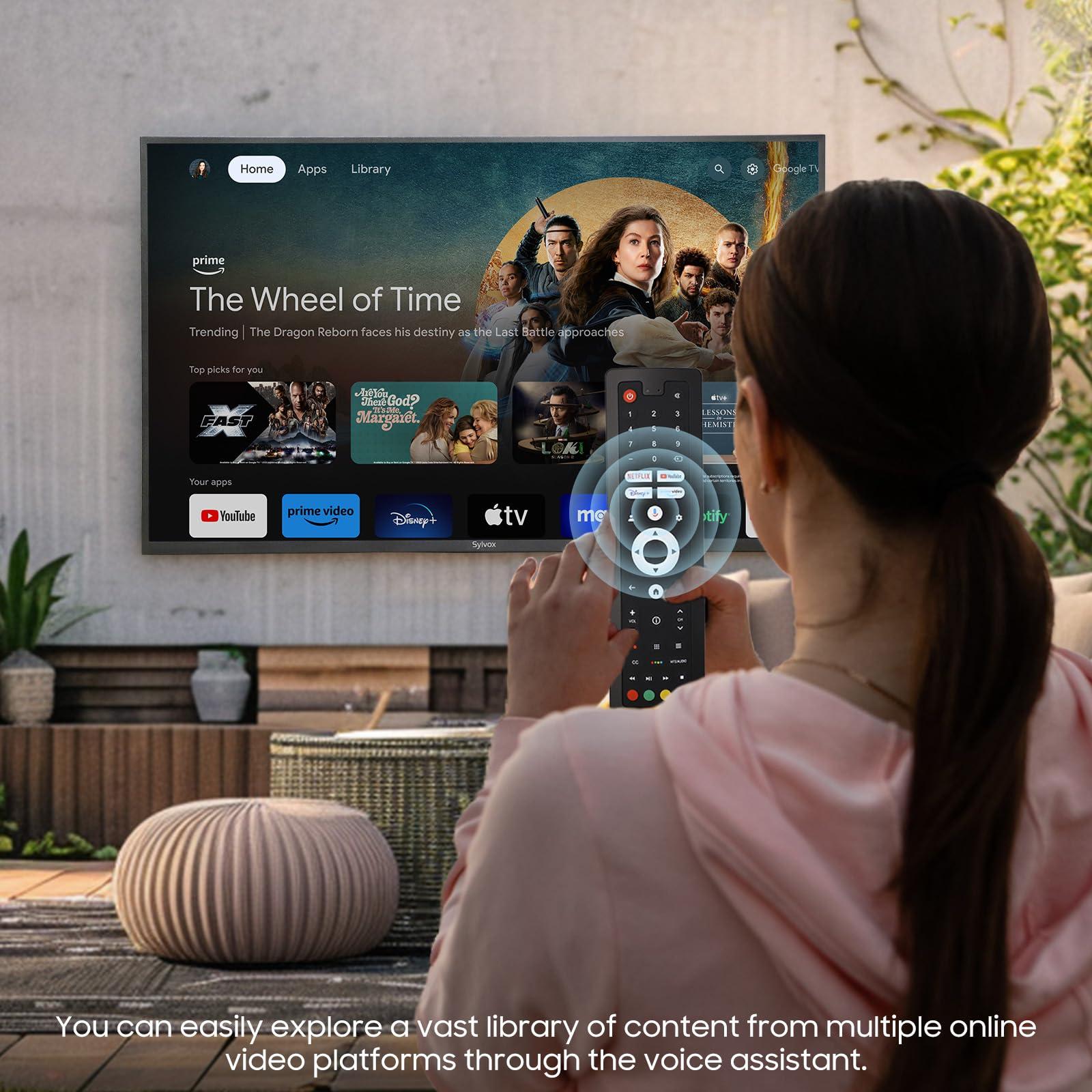 SYLVOX SYLVOX 50 Inch Outdoor Smart Television Weatherproof Google TV, 4K 700NIT High Brightness Temperature Resistant IP55 Waterproof TVs, Anti-Scratch, Suitable for Partial Sun (Patio Series)