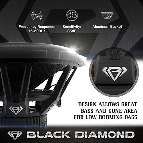 DS18 Black Diamond DIA-T15.2D 15 Inches Car Audio Subwoofer 2000 Watts 3" Dual Voice Coil 2+2 DVC 2 Ohm (1 Speaker)