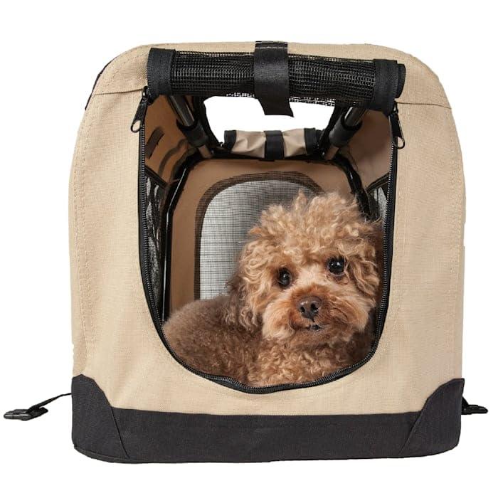 Pet Life Pet Life Folding Zippered 360 Degree Vista View House Pet Crate in Khaki, 36" L x 25" W x 25" H