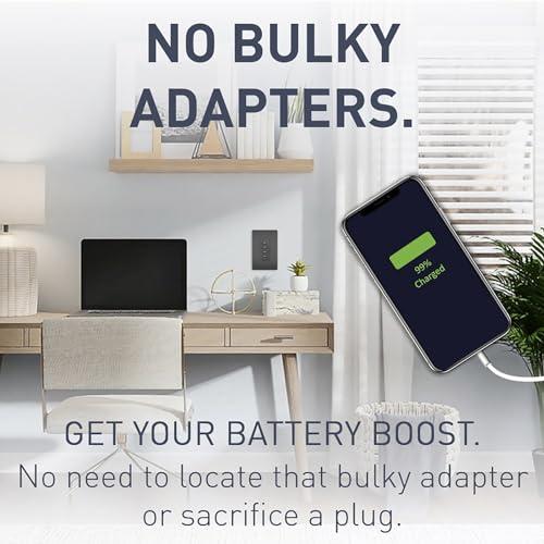 Pass & Seymour Legrand radiant TM8USB4BKCC6 Decorator Outlet Quad USB Charger, 4.2 Amp Multi Port Charging Station, Black (1 Count)