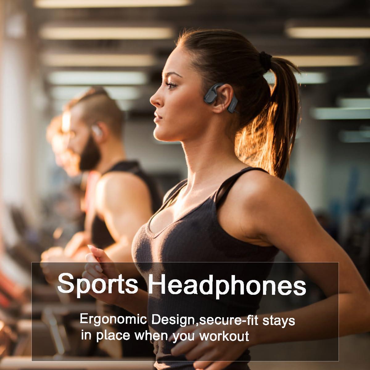 Johiear Bone Conduction Headphones Waterproof, IP68 Swimming Open Ear Bluetooth Headphones Built-in 16GB Memory, Ultra Light Underwater Wireless Earphones for Running, Cycling, Hiking, Gym (deep black)