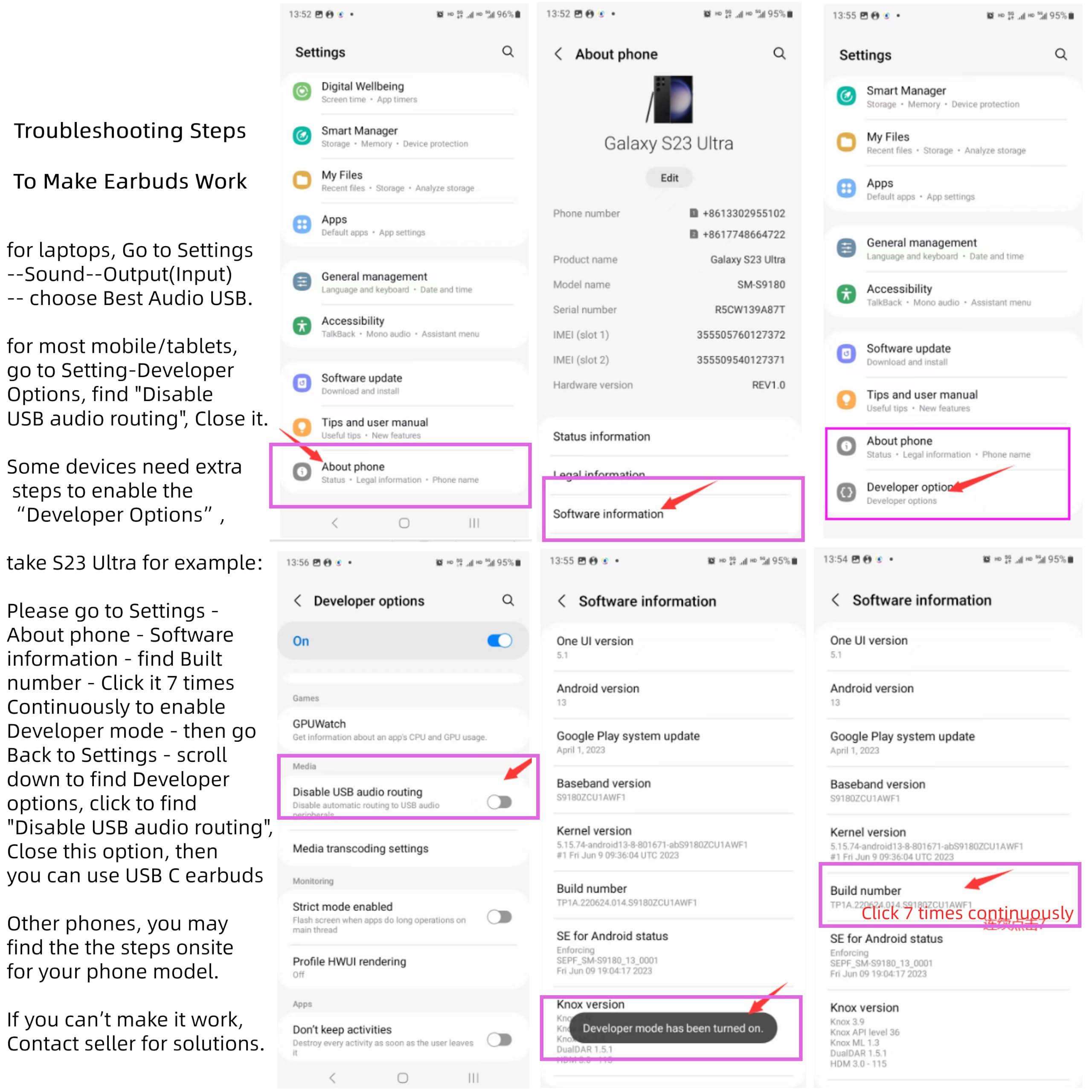 TITACUTE USB C Headphone for Samsung A53 S54 S22 S23 S21 S20 FE Wired Earbuds Magnetic in-Ear Type C Earphone with Microphone Stereo Noise Canceling for Galaxy Z Flip 5 Fold 4 Pixel 7 6 6a 7a OnePlus (Black)