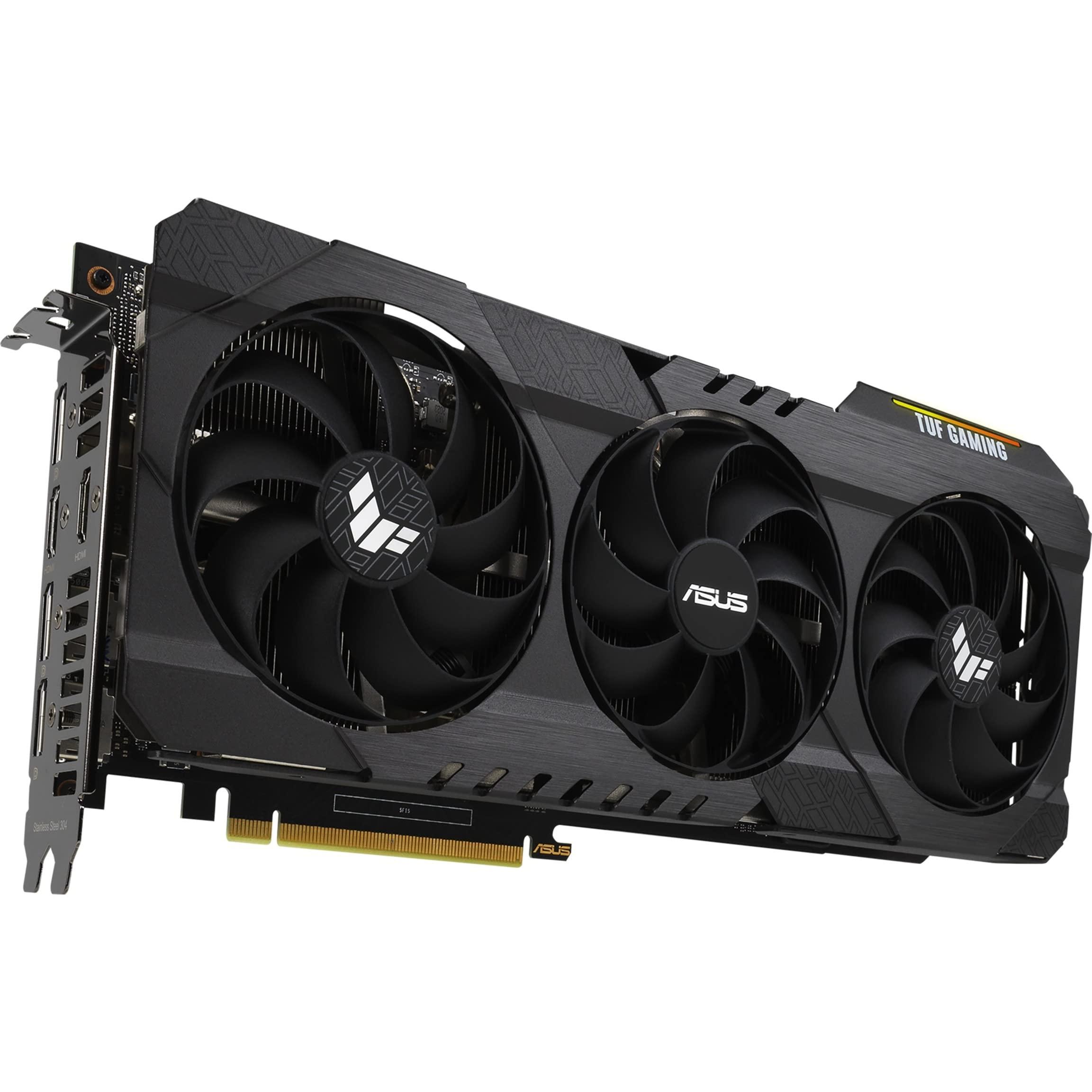 ASUS ASUS TUF Gaming NVIDIA GeForce RTX 3060 Ti V2 OC Edition Graphics Card (PCIe 4.0, 8GB GDDR6, LHR, HDMI 2.1, DisplayPort 1.4a, Dual Ball Fan Bearings, Military-Grade Certification, GPU Tweak II)