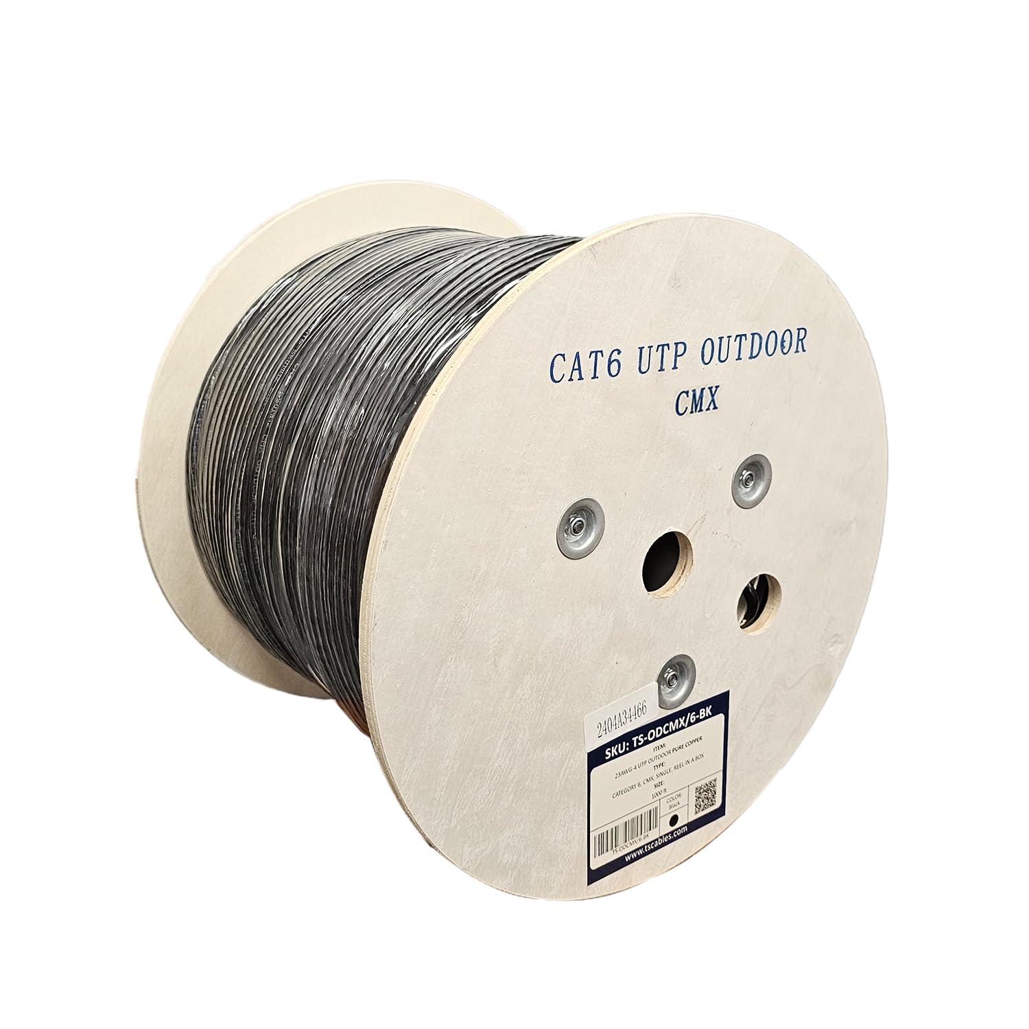 Turnstone Cables Cat6 Outdoor (CMX), 1000ft, 23AWG | 100% Solid Bare Copper | 550MHz | Unshielded Twisted Pair (UTP) Bulk Ethernet Cable (Cat6 Outdoor Black)