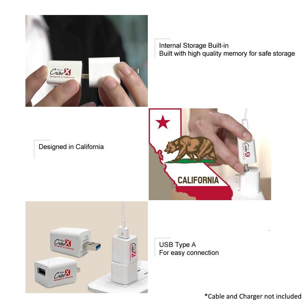 Piodata PioData iXflash Cube 128GB Photo Storage Device Apple MFi Certified USB Type A for iPhone & iPad, Auto Backup Photos & Videos