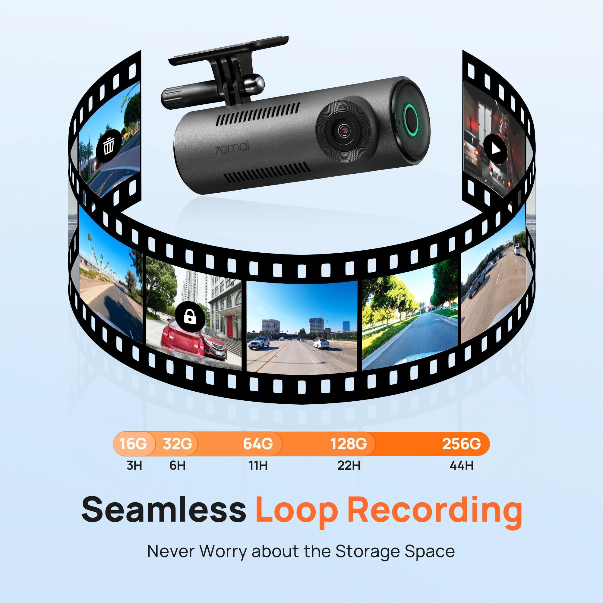 70mai 70mai Dash Cam M310, Dash Camera for Cars 1296P QHD, Smart Dash Cam Front Built in WiFi, 130 Wide-Angle FOV, WDR, Night Vision, iOS/Android Mobile App, Loop Recording, Parking Monitor, Time-Lapse