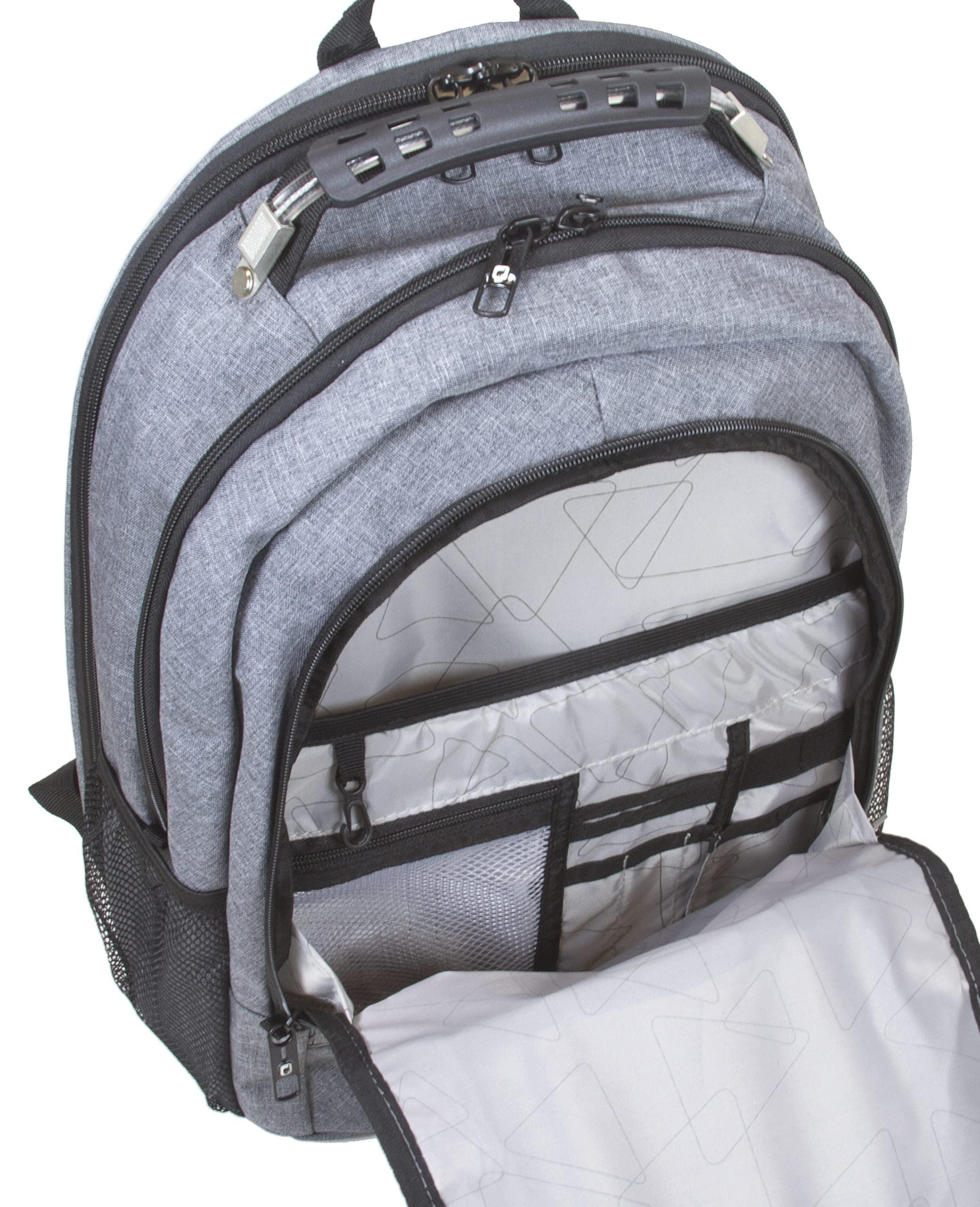 Dejuno Dejuno Men's Commuter Backpack Checkpoint-Friendly Laptop Pocket, Heather Grey, 15.6-Inch