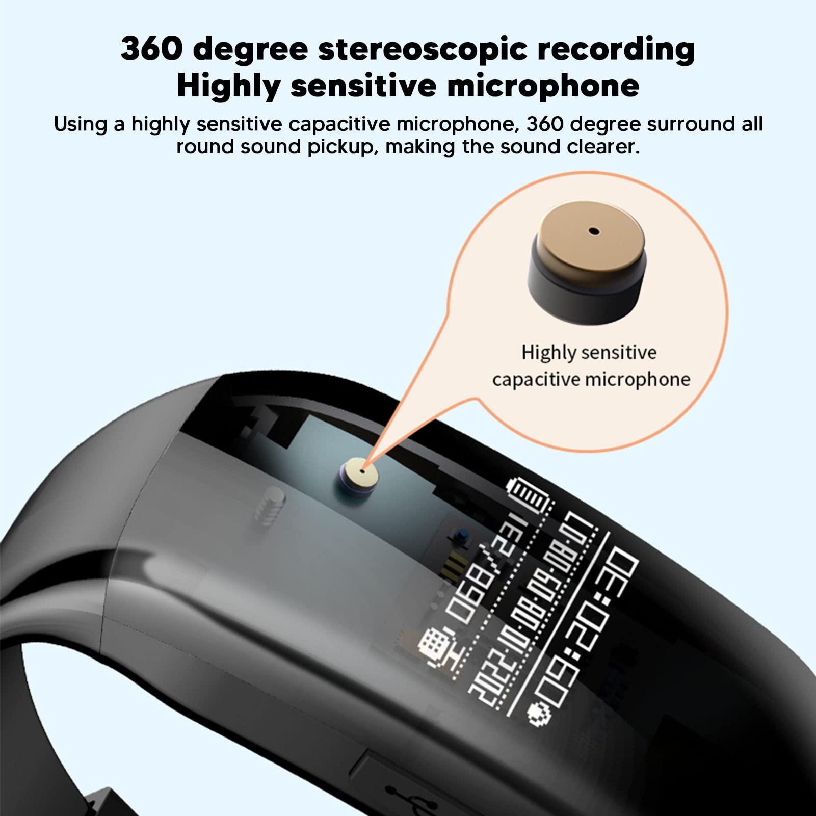 FOSA Digital Voice Recorder Watch, Sound Recording Device, Smart Watch Bracelet Voice Recorder,360 Degree Pickup, DSP Noise Reduction, Intelligent Voice Activated Recording, Timestamp (8G)