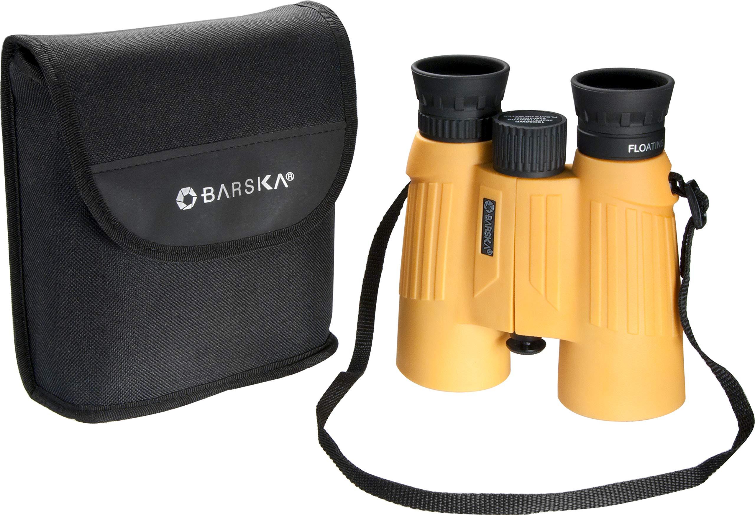 BARSKA BARSKA 10x30 WP Floatmaster Binoculars (Blue Lens, Yellow) (AB11092)