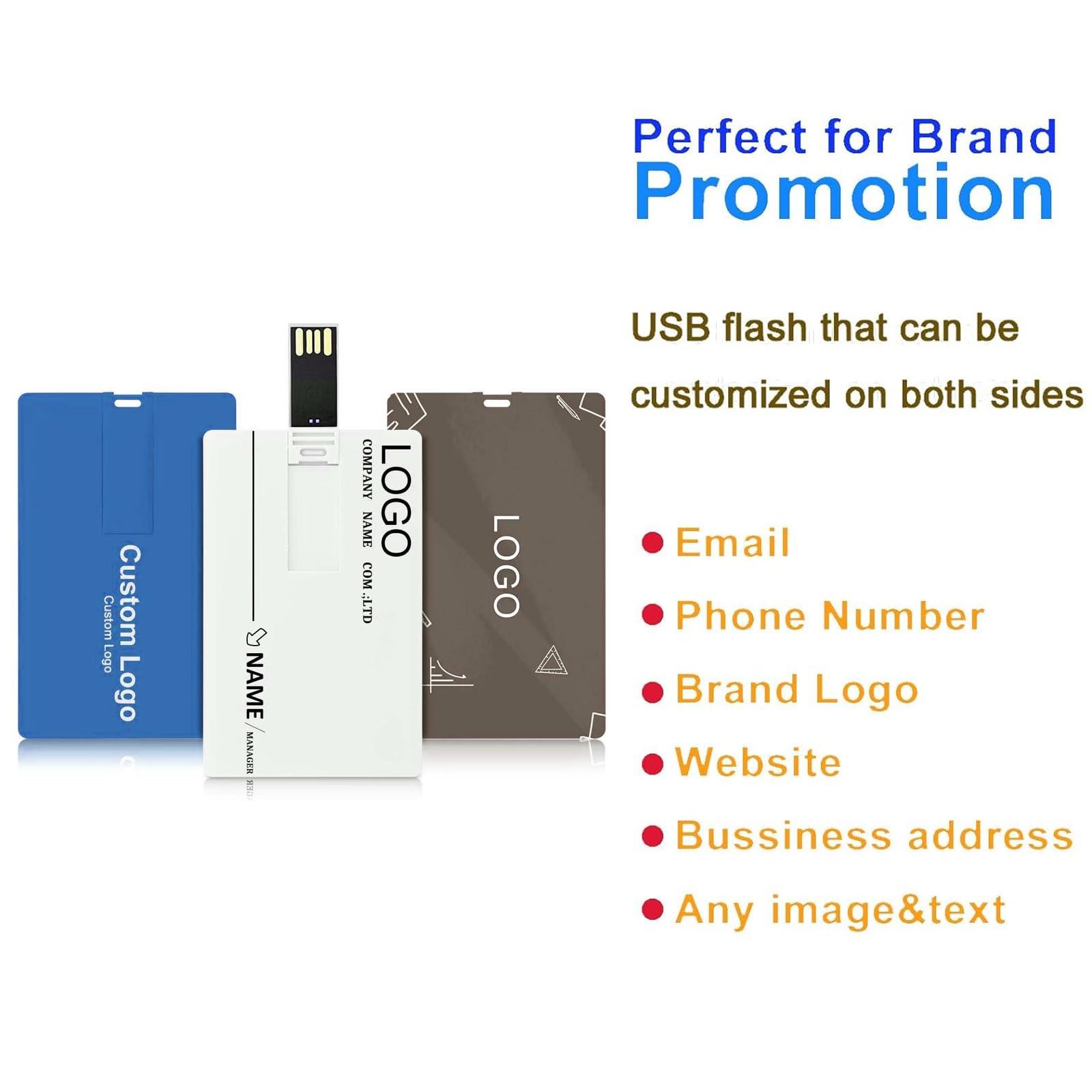 FEWINA Card Shape Custom USB Flash Drive 32GB 25 Pack Customized Thumb Drive Credit Card Shape Customizable USB Drive Logo Print FEWINA Branding with Personalized USB Stick