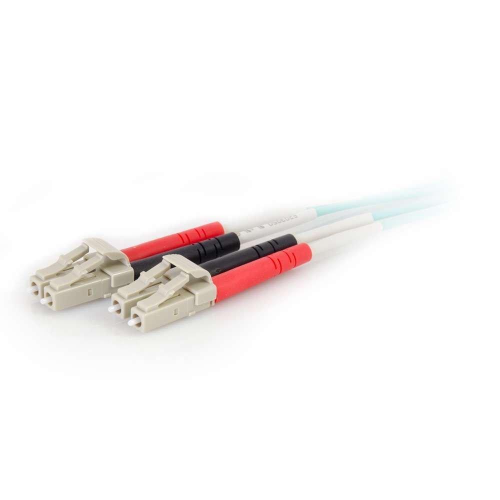 C2G C2G 01136 OM4 Fiber Optic Cable - LC-LC 50/125 Duplex Multimode PVC Fiber Cable, Aqua (1.6 Feet, 0.5 Meters)
