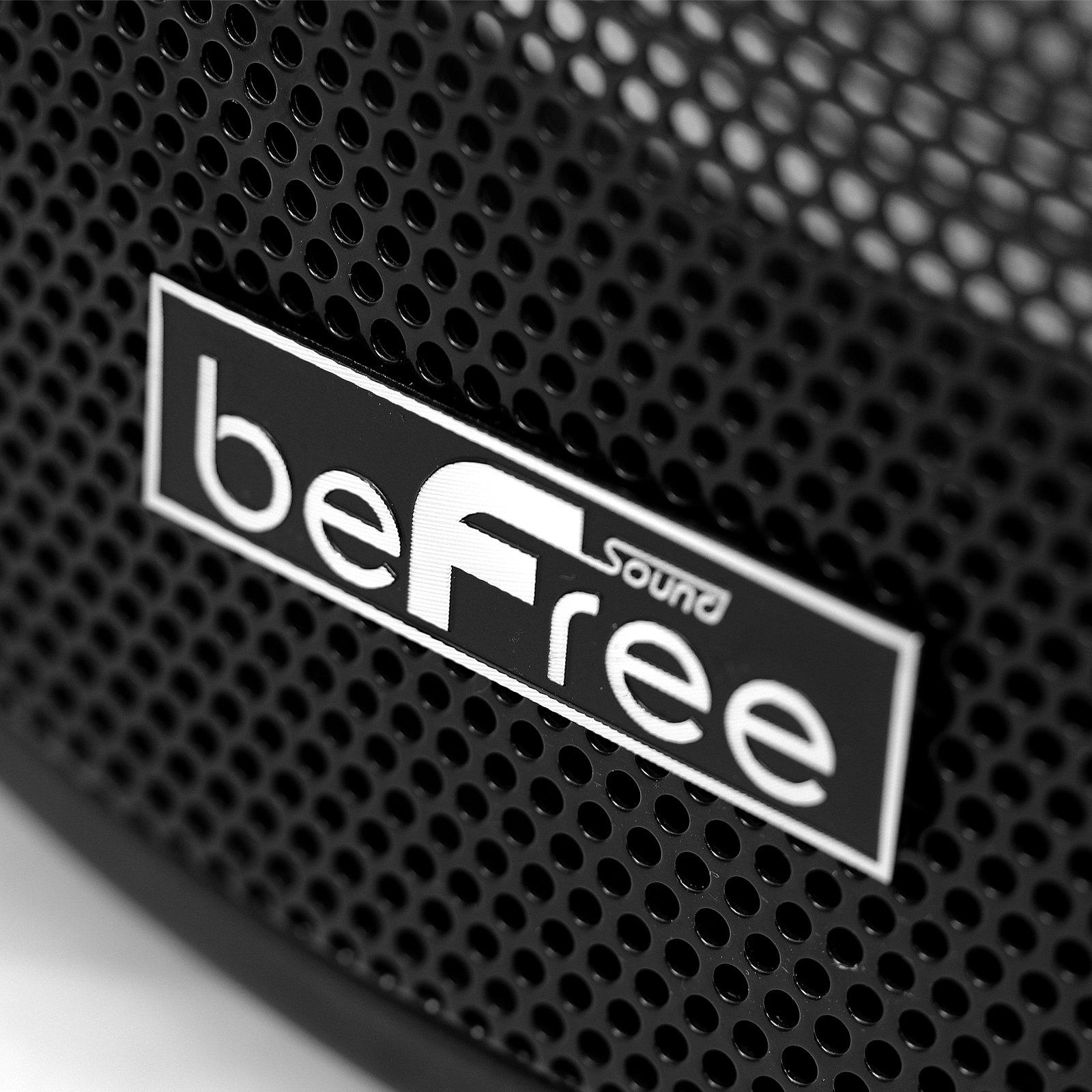 beFree Sound beFree Sound 18 Inch Bluetooth Portable Rechargeable Party Speaker with Sound Reactive LED Party Lights, USB/SD, Microphone/Guitar Inputs and FM Radio