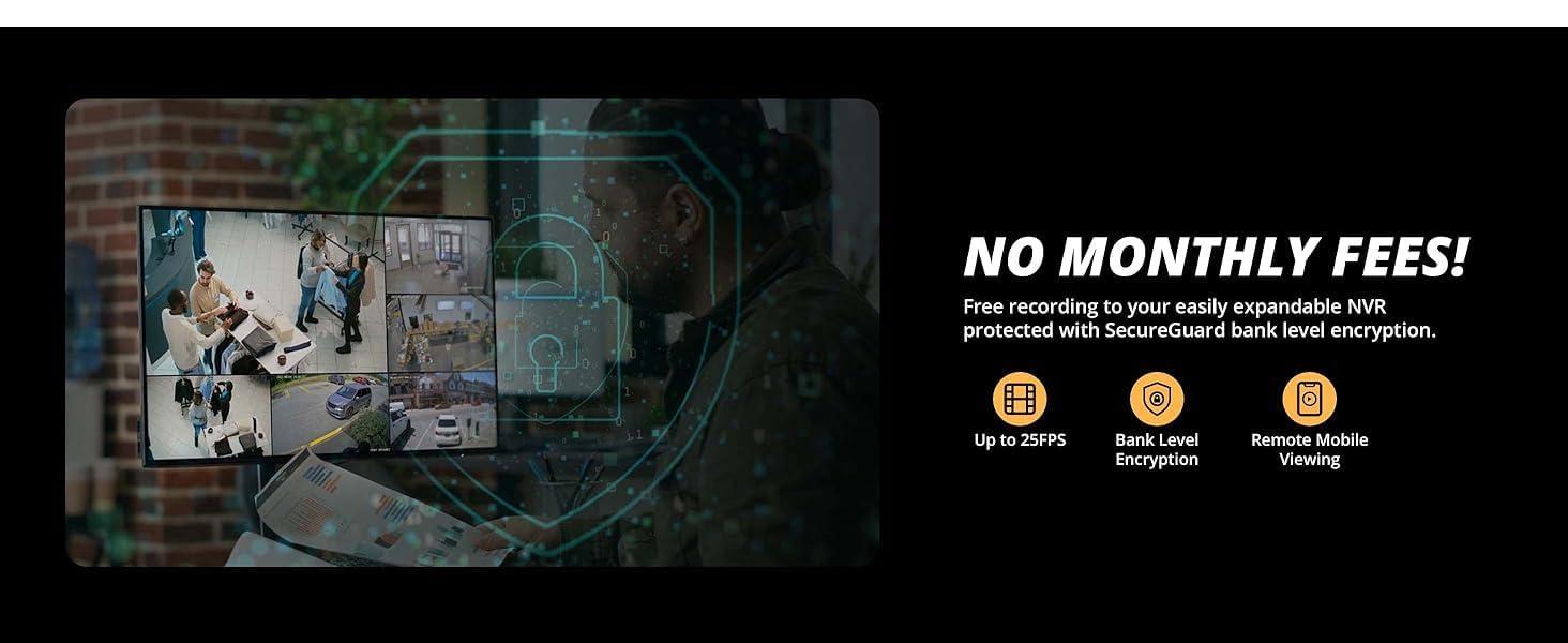 Defender Defender AI Powered Sentinel 4k Poe Security Camera System - NVR Metal Outdoor Surveillance Cameras with 8 Channels, Smart AI Human Detection, Blue/Red Lights, and Mobile App (4 Cameras 1TB)