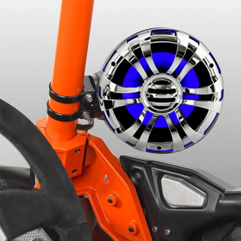 Pyle Pyle Marine Speakers - 5.25 Inch Waterproof IP44 Rated Wakeboard Tower and Weather Resistant Outdoor Audio Stereo Sound System with Built-in LED Lights - 1 Pair in Silver (PLMRWB50L)