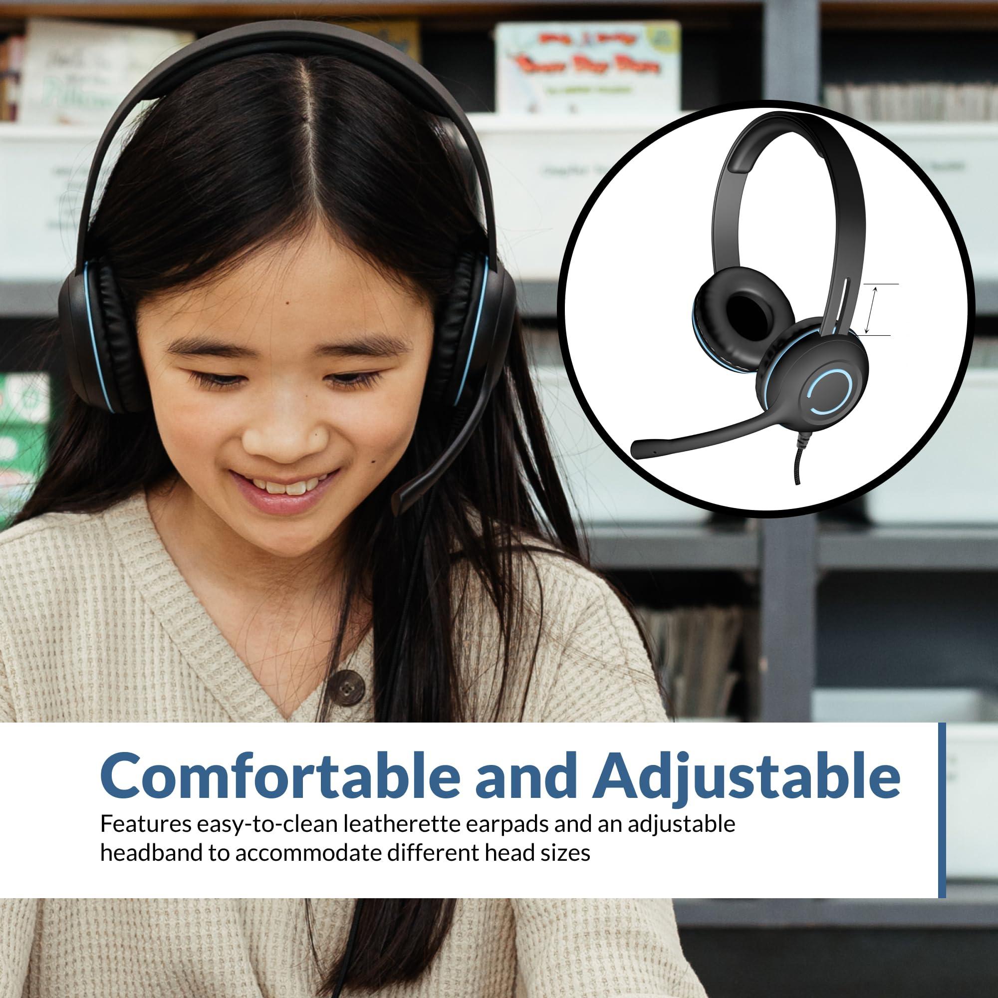 Cyber Acoustics Cyber Acoustics USB-C Stereo Headset (AC-5014-5) Durable, Crisp, and Clear Communication in Classrooms and at Home; in-Line Controls for Volume and Mic Mute - 5 Pack