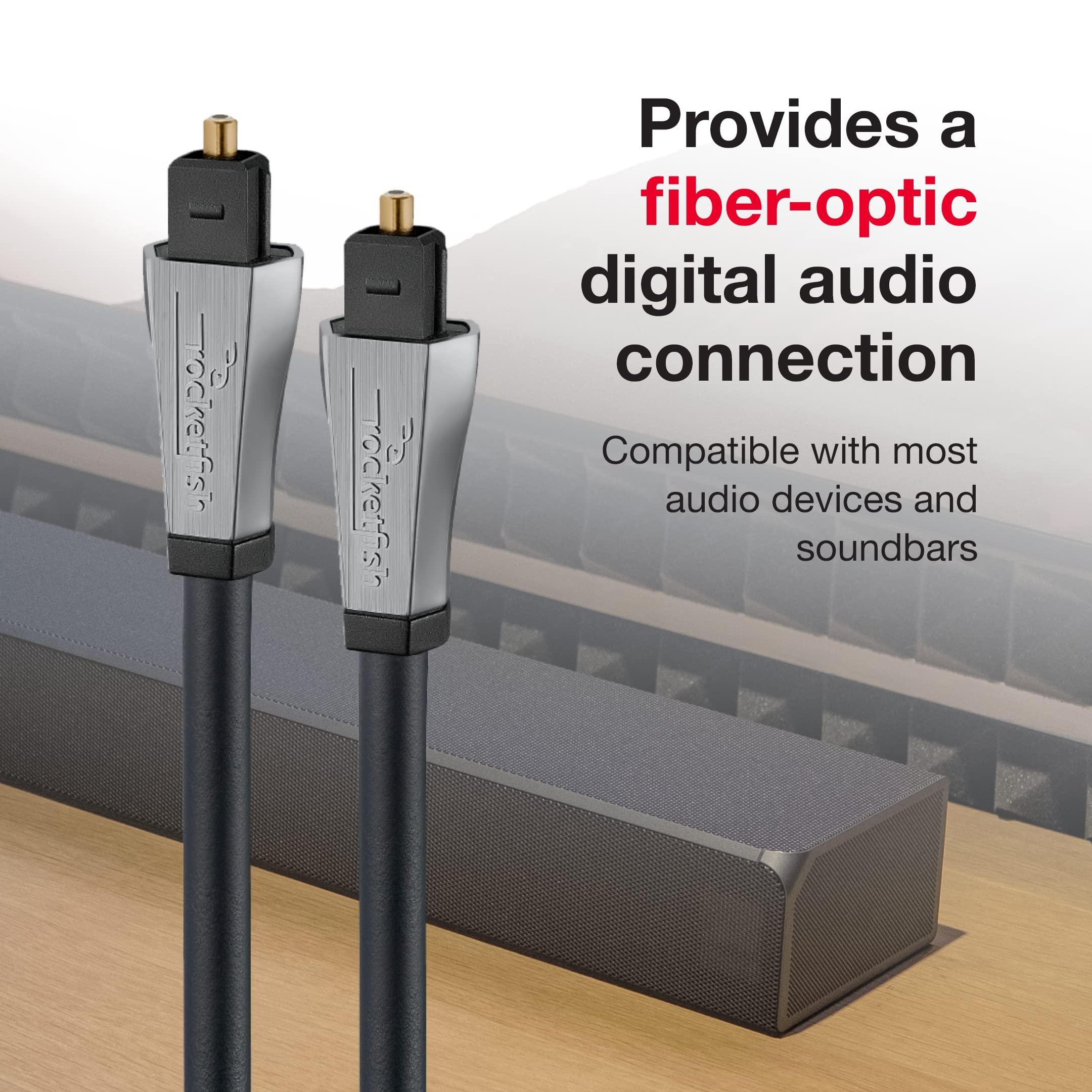 Rocketfish Rocketfish Toslink Optical Audio Cable - Fiber Optic Audio Cable for Home Theater & Sound System - Durable Cable Cord for Quality Audio - Black Optical Cable for TV & Soundbar - 8'