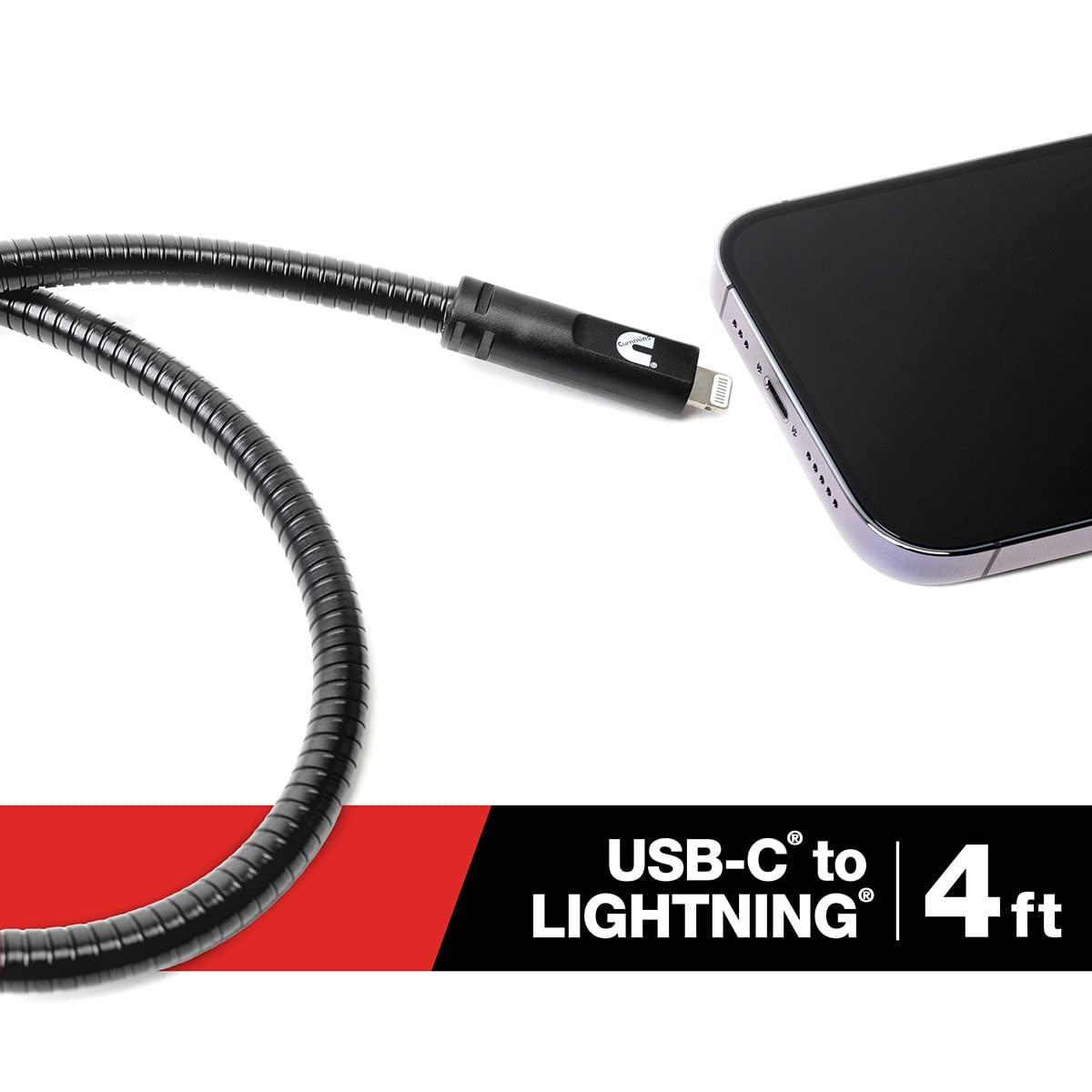 Cummins Cummins Steel Braided USB-C(R) Lightning(R) Charging Cord HD Steel Compatible with Apple(R) Devices 4ft CMN4701