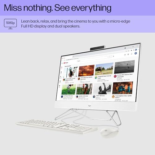 HP HP 24 inch All-in-One Desktop PC, FHD Display, Intel Core i5-1235U, 8 GB SDRAM, 256 GB SSD, Intel UHD Graphics, Windows 11 Home, 24-cb1210 (2024)