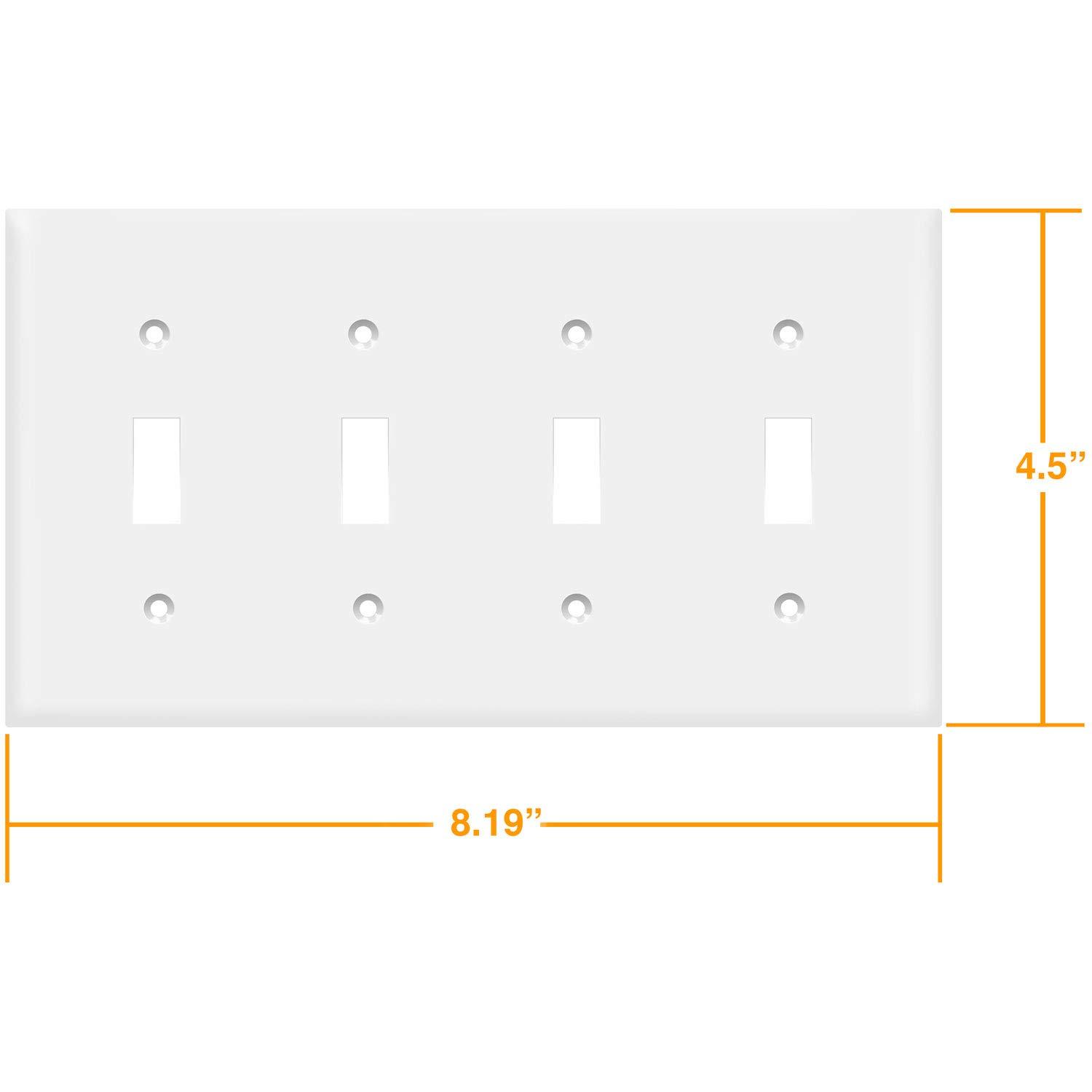 ENERLITES ENERLITES Quad Light Switch Wall Plate, Standard Size 4-Gang 4.50\" x 8.19\", Unbreakable Polycarbonate Thermoplastic, 8814-W, White