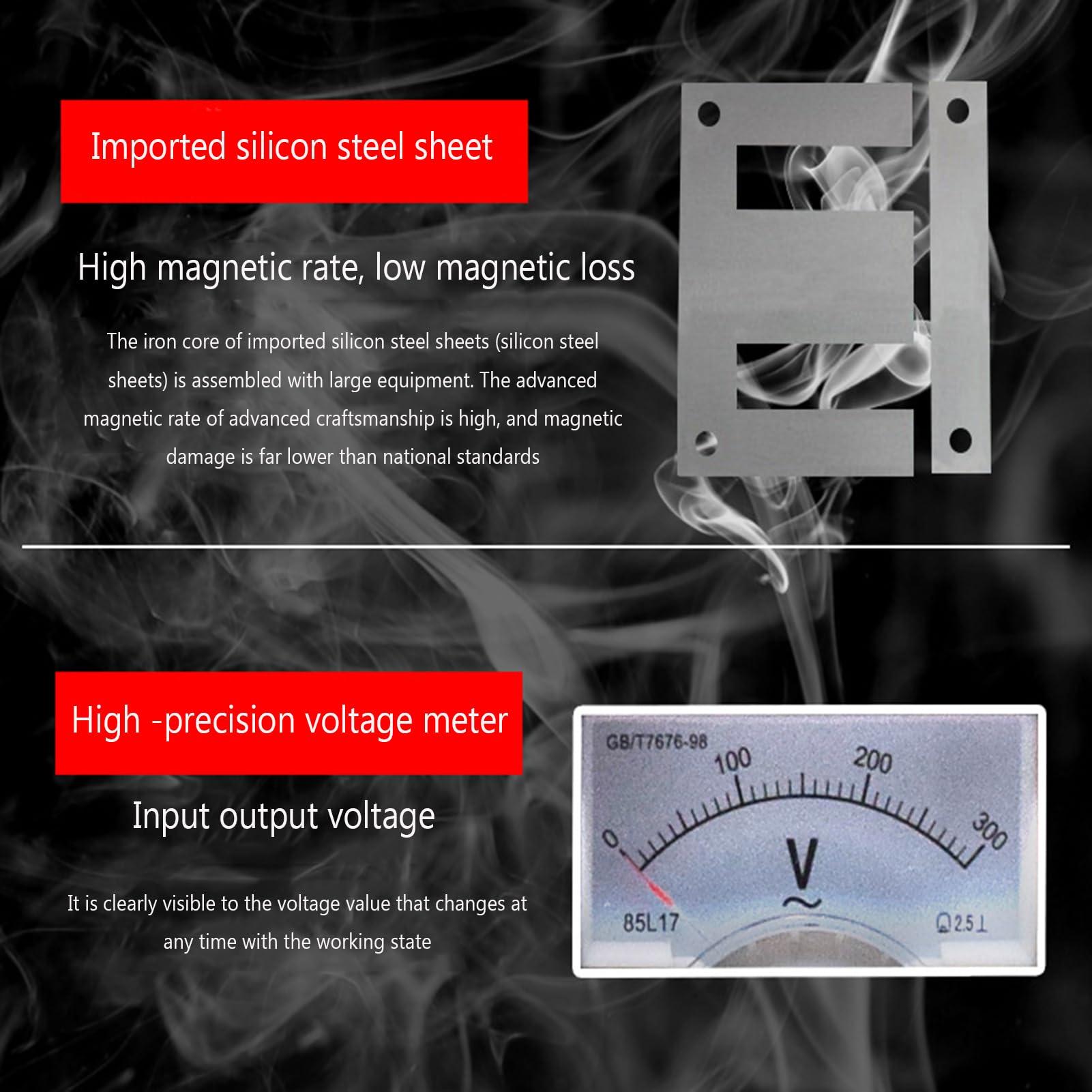 DirectNine Basics Dry Type Transformer,3 Phase Servo Transformer 415V to 380V/220V/200V Heavy Duty Voltage Transformer Converter with Circuit Break Protection,2000VA