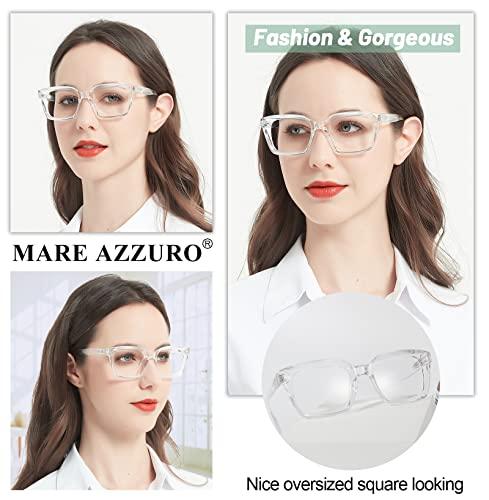 MARE AZZURO MARE AZZURO Oversized Reading Glasses 3.00 Women Stylish Readers 0 0.5 0.75 1.0 1.25 1.5 1.75 2.0 2.25 2.5 2.75 3.0 3.5 4.0 5.0 6.0 (Transparent, 300)