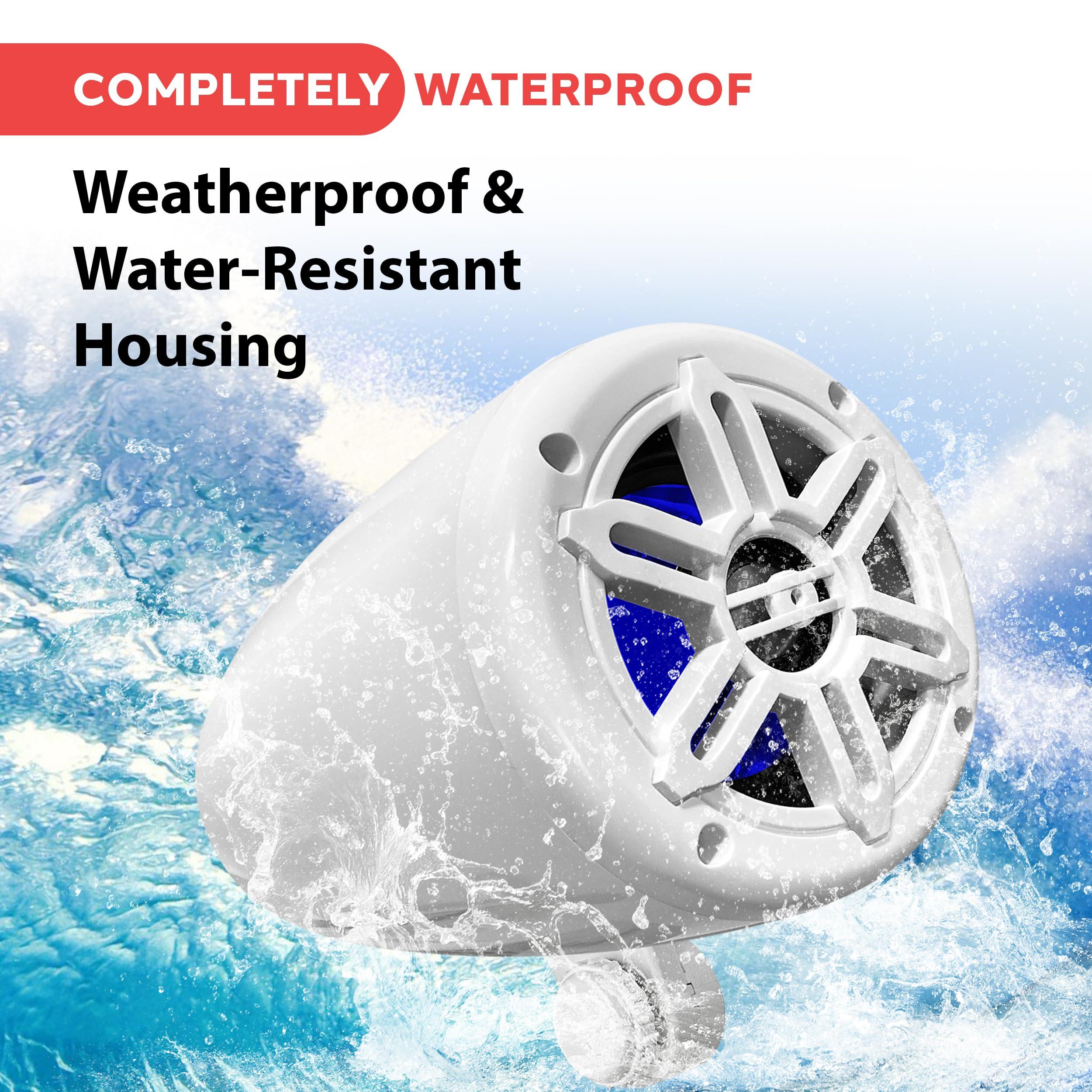 Pyle Pyle 4" Waterproof Off-Road Marine Speakers - 2-Way Full Range Stereo System with 360 Rotatable Bracket, Rugged Weatherproof Design, Ideal for ATVs, UTVs, Jeeps, Boats, and Wakeboards, White Colored