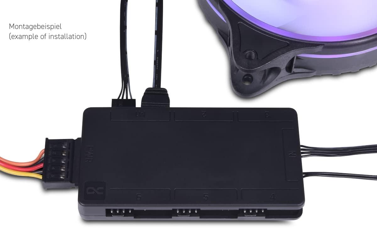 Alphacool Alphacool Core 6X 4-pin PWM/DRGB Splitter with SATA Power Connector