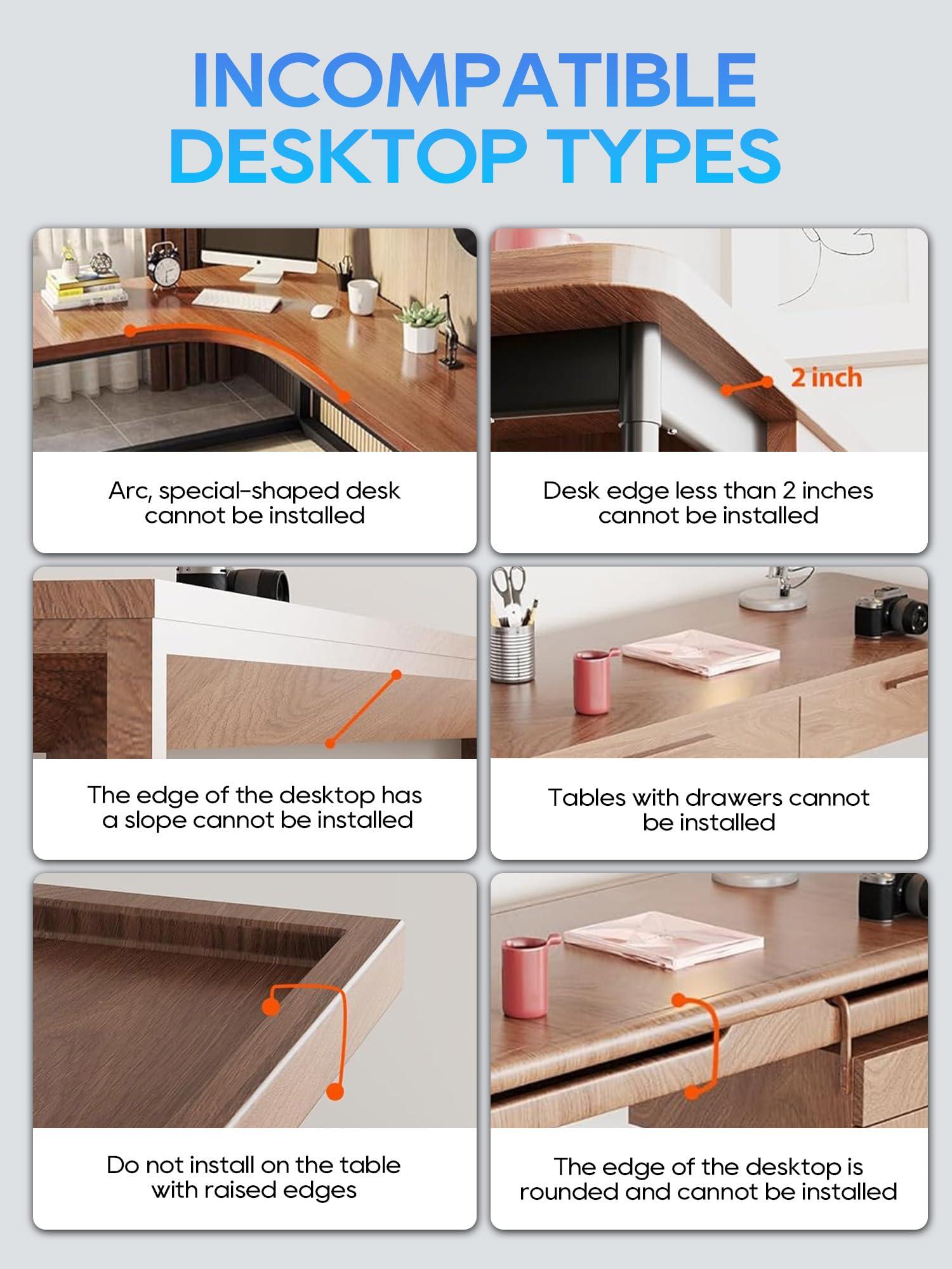 NODOCA NODOCA No Drill Under Desk Cable Management Tray, 17\'\' Wire Management, Punch-Free Clamp on, Newest Metal Cable Tray, Wire Organizer Under Desk, Under Desk Basket for Office and Home, White(2 Packs)
