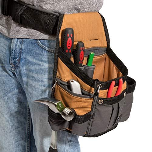 Dickies Dickies 8-Pocket Padded Tool Belt/Utility Pouch, Adjustable 3-Inch Belt, Durable Canvas Construction, Tan/Grey