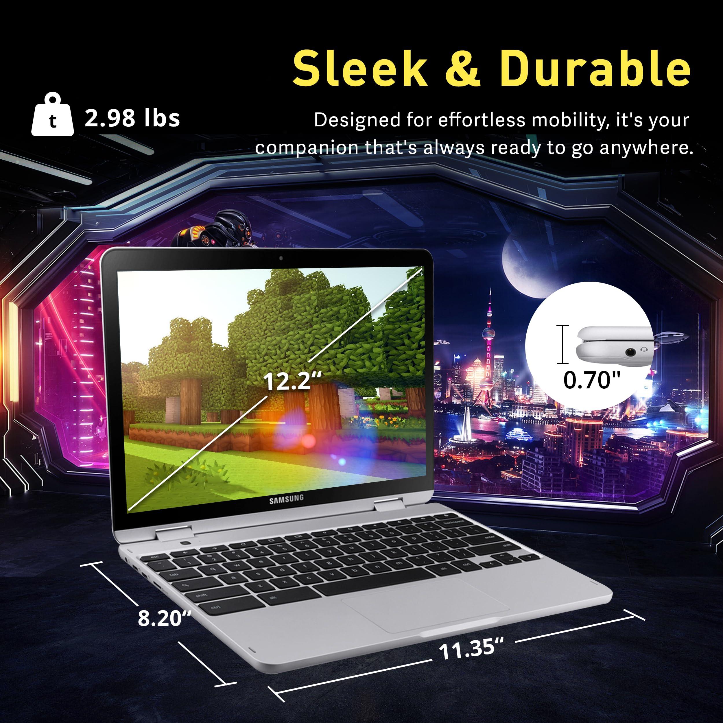 SAMSUNG SAMSUNG 12.2\" FHD 2-in-1 Touchscreen Chromebook Plus Laptop for Business&Students, Intel Dual-Core, 4GB RAM, 224GB Storage(64GB eMMC+160GB Docking Station Set), Stylus Pen, Wireless Mouse, Silver