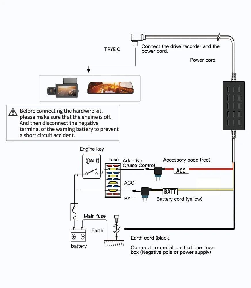 WOLFBOX [ i07 3 Channel Dash Cam+Multi Hardwire Kit ]
