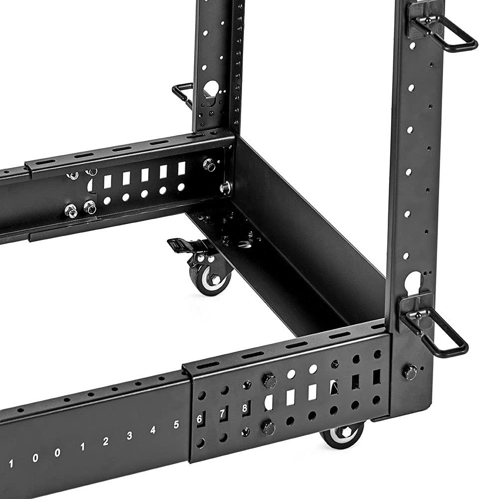 NavePoint NavePoint 12U 4 Post Server Rack Open Frame Rack for 19 Inch Equipment, Adjustable Depth 4-Post Network Rack with Casters Wheels, 12U Server Rack 1320lbs Capacity, Black