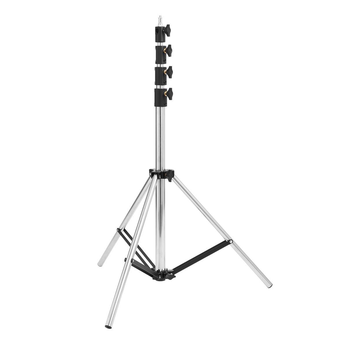 Flashpoint Flashpoint 9.5' Pro Air Cushioned Heavy Duty Light Stand for Photography, Lightwight and Durable Portable Photography Light Stand Tripod is Suitable for Pro Photography (Chrome)