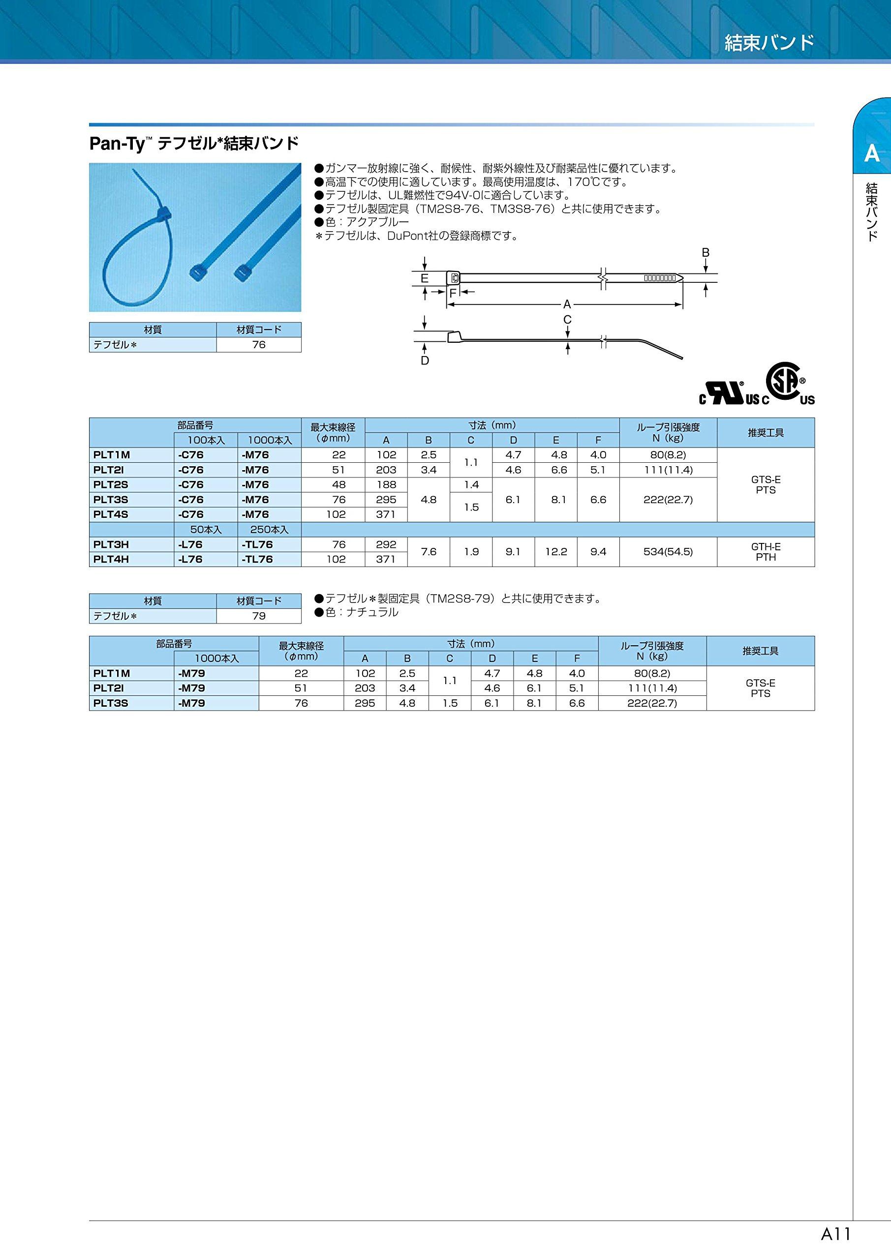 Panduit Panduit PLT2S-M76 Cable Tie, Standard, Tefzel, 7.4-Inch Length, Aqua (1,000-Pack)