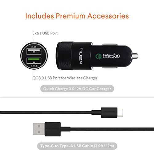 Kenu Kenu Airframe Car Phone Mount Wireless Charger - Air Vent Cell Phone Holder - 360 Degree Pivot, Qi Fast-Charging - Extra Large Expandable Grip - Use with Latest iPhones, Samsung and Androids