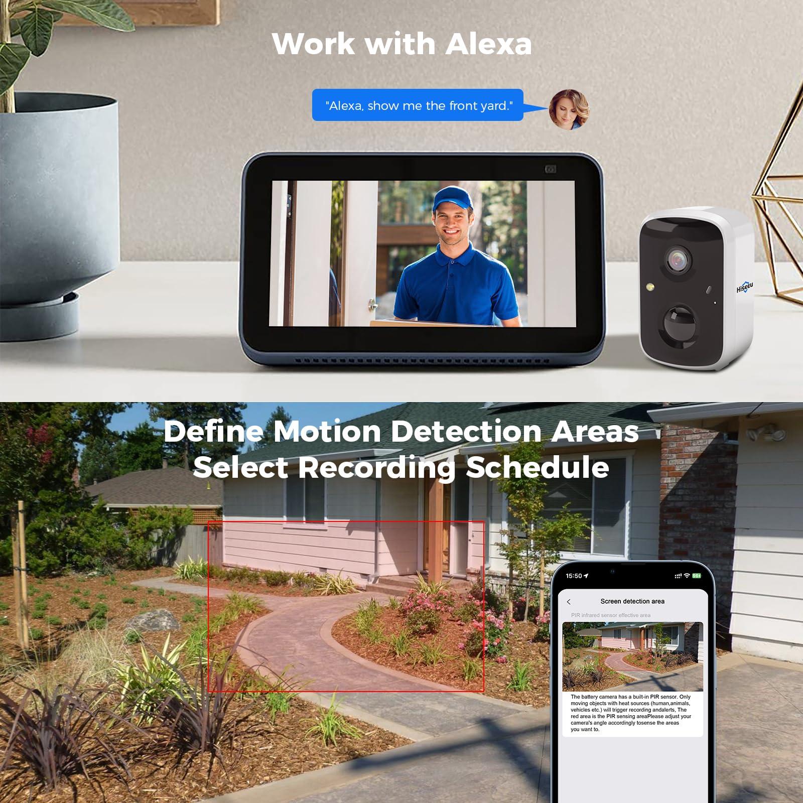 Hiseeu Hiseeu Solar Camera Security Outdoor, 3 Pack 100% Wireless 3K 4MP Surveillance Indoor WiFi Smart Cameras for Home Security Outside, PIR/AI Motion Detection, Waterproof, Color Night Vision, 2-Way Audio