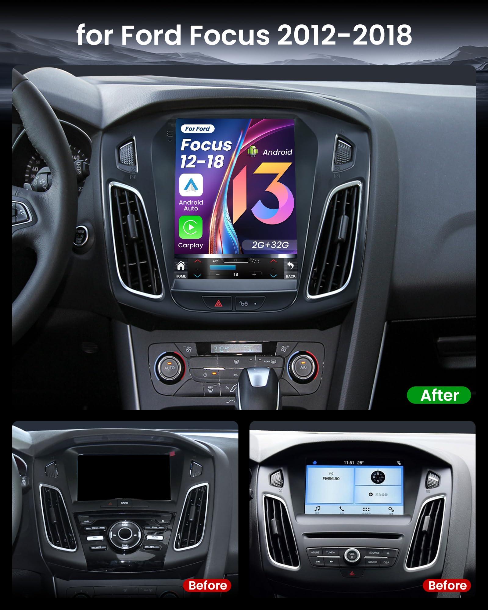 Fortdows 10.4 inches Android12(2+32GB) Car Stereo Ford Focus Car Stereo Radio Upgrade 2012-2018 with Touch Screen 1024 * 768 DSP Auto Stereo Radio with GPS Bluetooth WiFi, Backup Camera