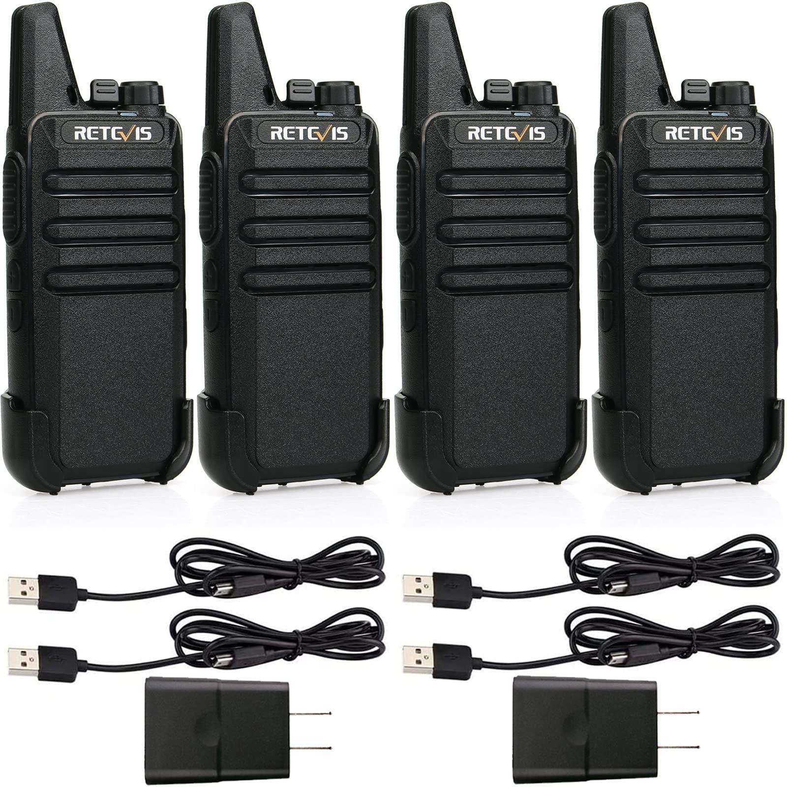 Retevis Retevis RT22 Two Way Radio Long Range Rechargeable,Portable 2 Way Radio,Upgrade Type C Handsfree Walkie Talkies for Adults Cruise Hiking Hunting Skiing(4 Pack)