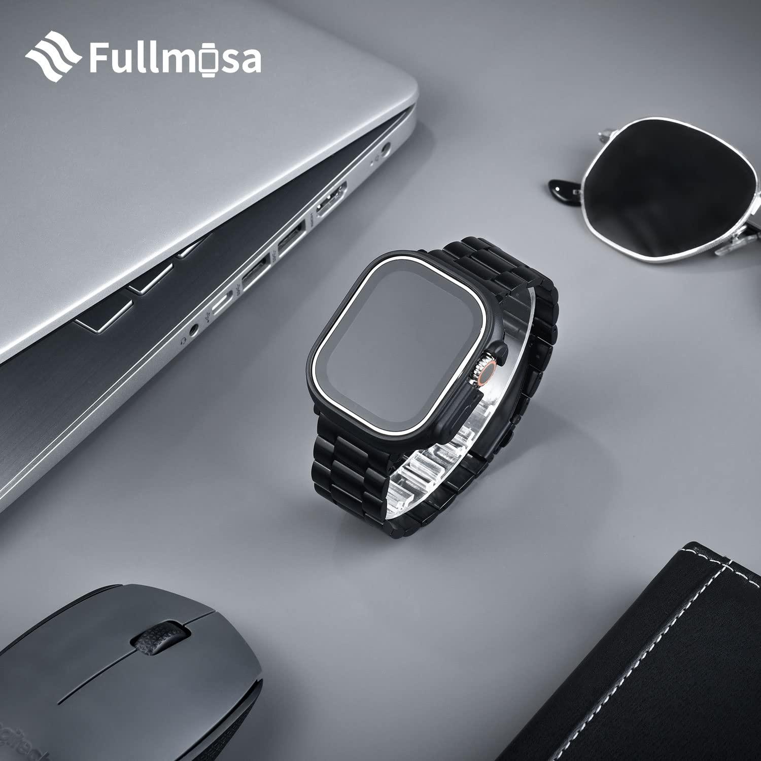 Fullmosa Fullmosa Compatible Apple Watch Bands 41mm 40mm 38mm 49mm 46mm 45mm 44mm 42mm, Metal iWatch Band with Case for Apple Watch Ultra Series 10 9 8 7 6 5 4 3 2 1 SE, 38mm 40mm 41mm Black