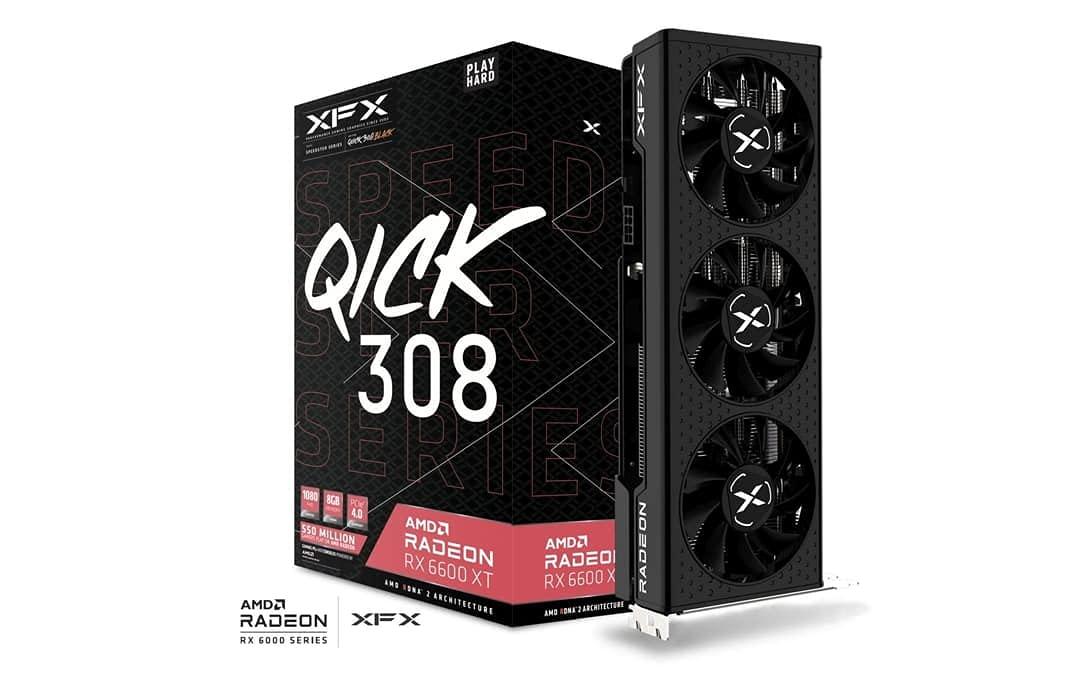 XFX XFX Speedster QICK308 Radeon RX 6600 XT Black Gaming Graphics Card with 8GB GDDR6 HDMI 3xDP, AMD RDNA 2 RX-66XT8LBDQ (Renewed)