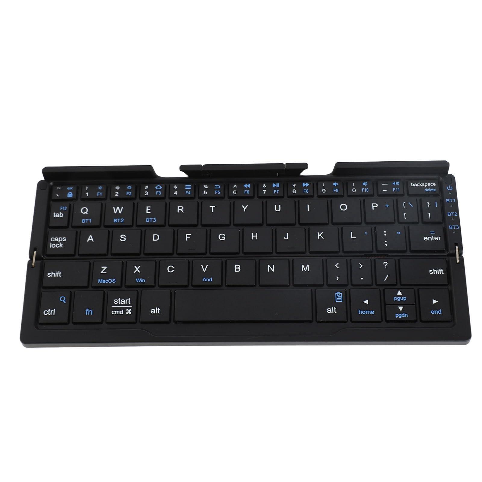 FOSA FOSA Folding Bluetooth Keyboard, Folding Keyboard, Portable Pocket Foldable Keyboard, Mini Foldable Keyboard Aluminum Alloy Housing for Tablets Phones (Black Gray)