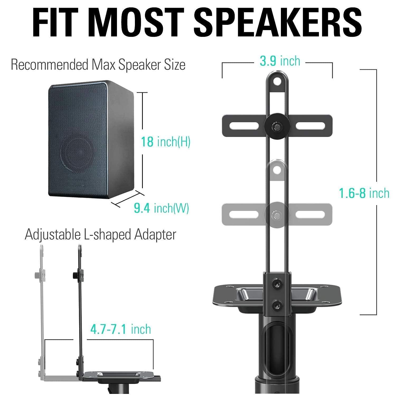 Mounting Dream Mounting Dream Speaker Stands for Small Bookshelf Speakers Set of 2 Floor Stand Mount 11LBS Capacity, MD5420 Soundbar Mount Above or Under TV with Detachable Extended Plates Fits Soundbar up to 22lbs