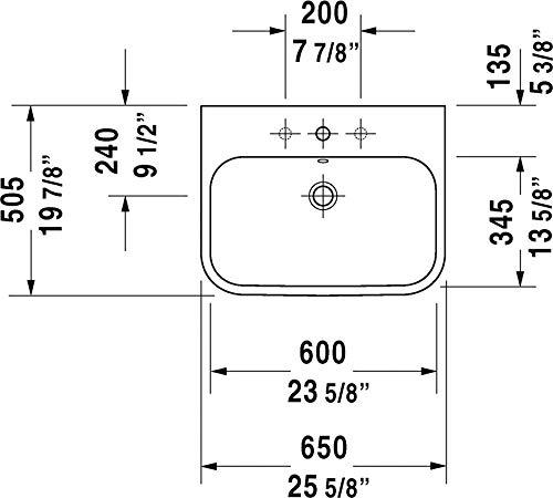 Duravit Duravit 231865 Wall Mounted Sink, Medium, White